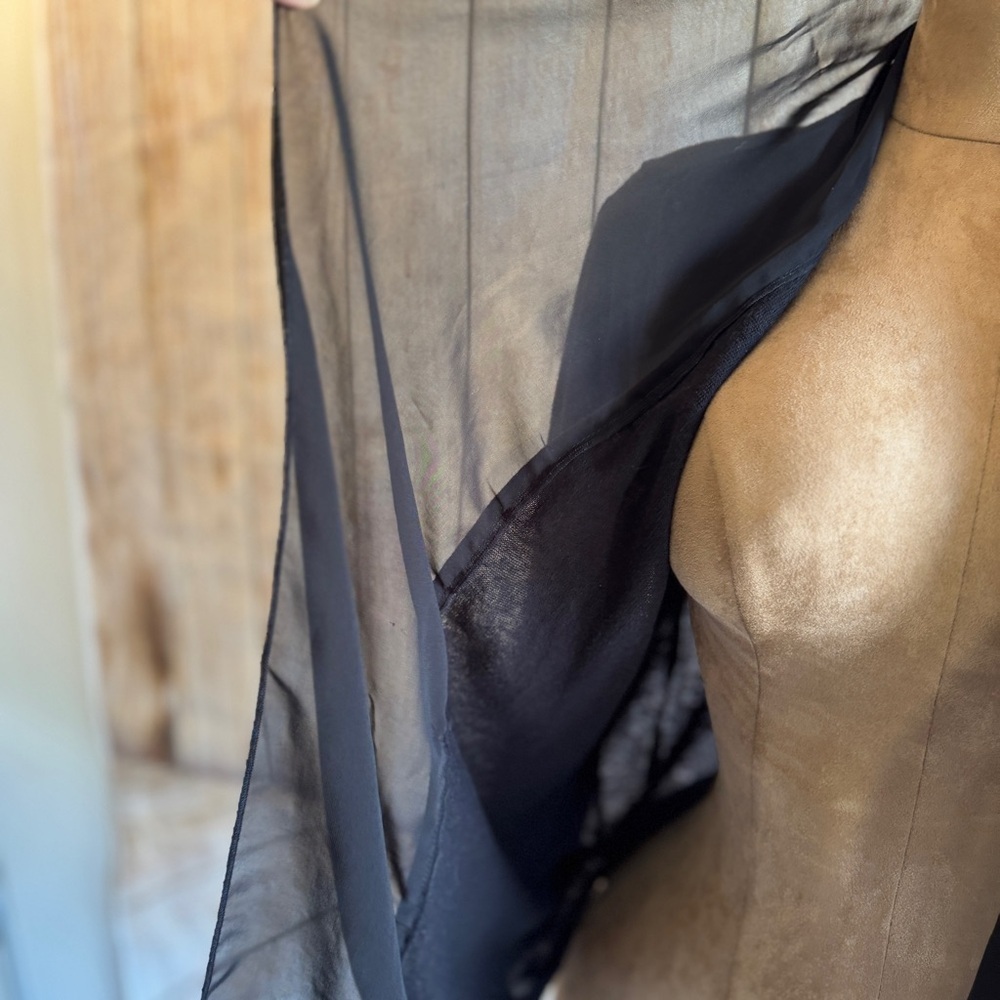 Chico's Easywear Black Cardigan, sheer lapel, lightweight sz 0 or S/4​ - Picture 6 of 15